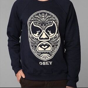 Vintage Y2K Obey Pullover | Navy Blue | Size Small